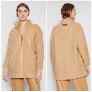 Staud Scrabble Faux Leather Fleece Coat